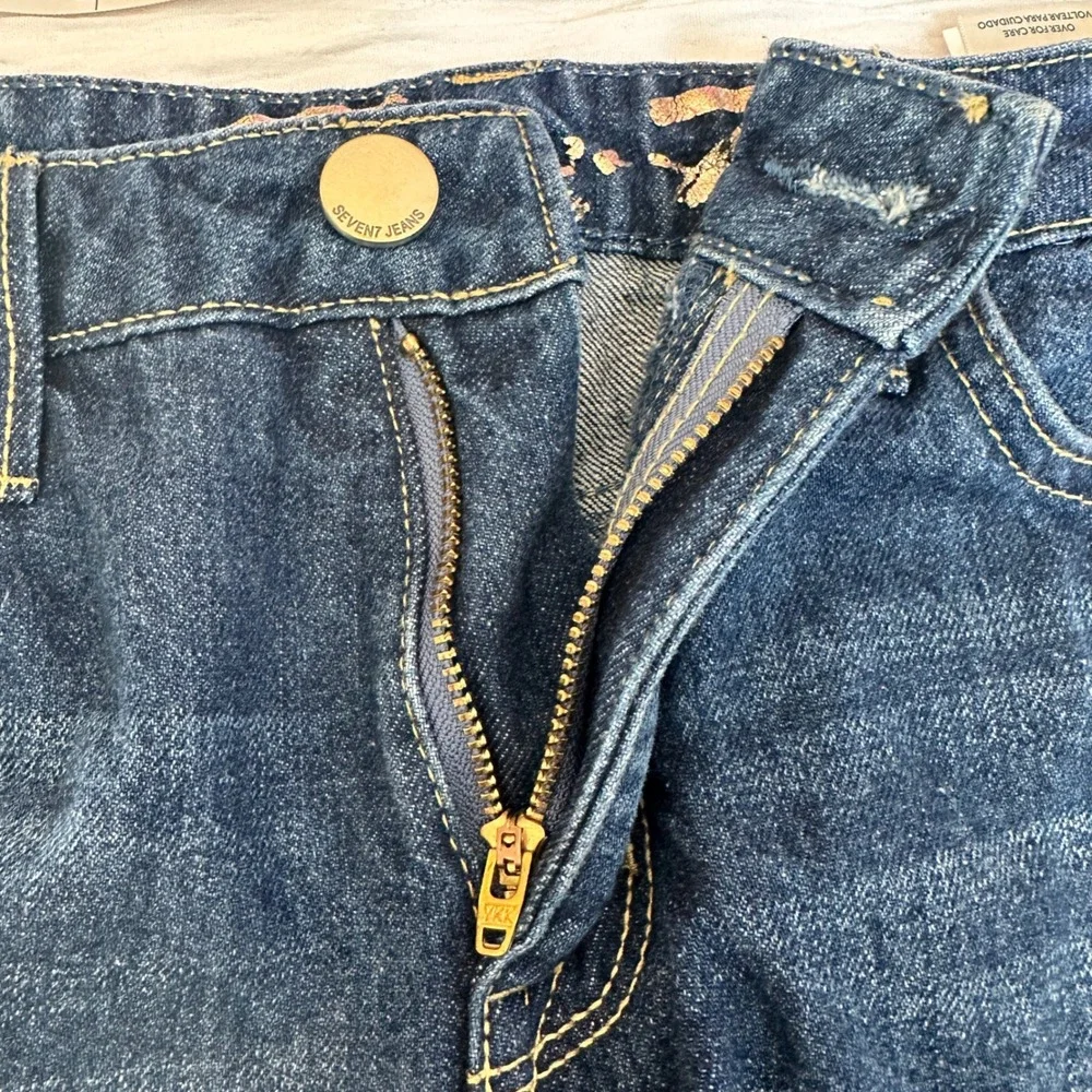 Seven7 Womens 6 Distressed Denim Jean Shorts Mid Rise Frayed Cutoff Stretch